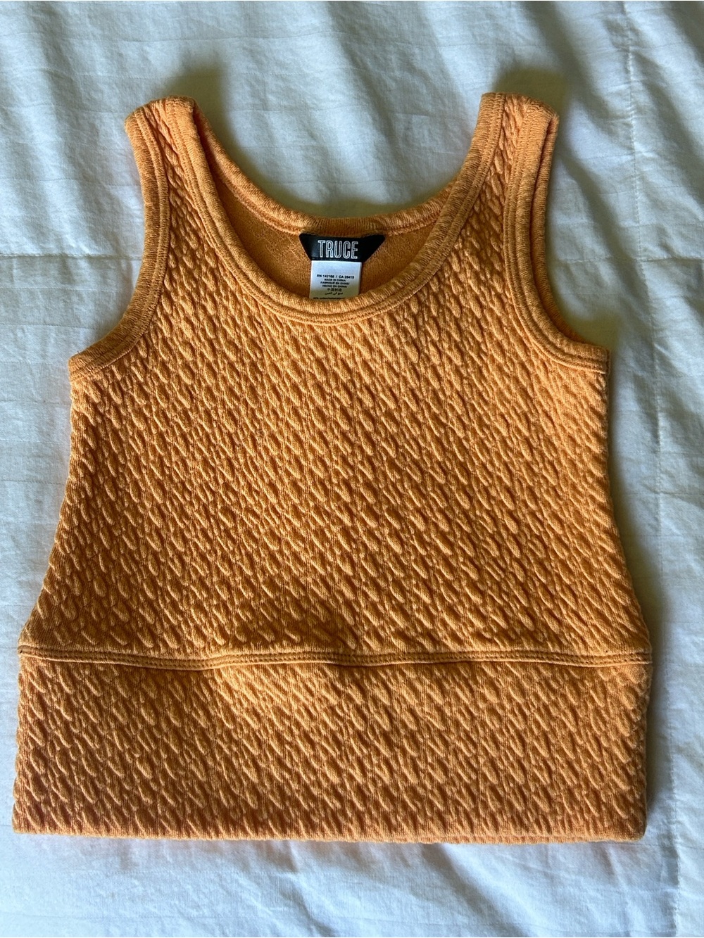 TRUCE Girls Textured Knit Tank Top Mustard M 10-12